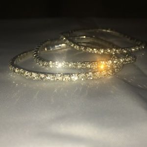 Three Silver Tone Plated/Cubic Zirconium Bracelets